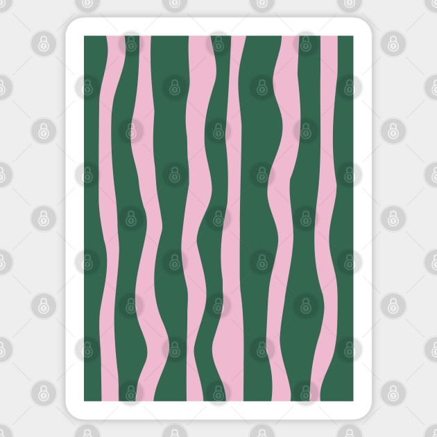 Vertical Lines - Pink Green Sticker by Colorable